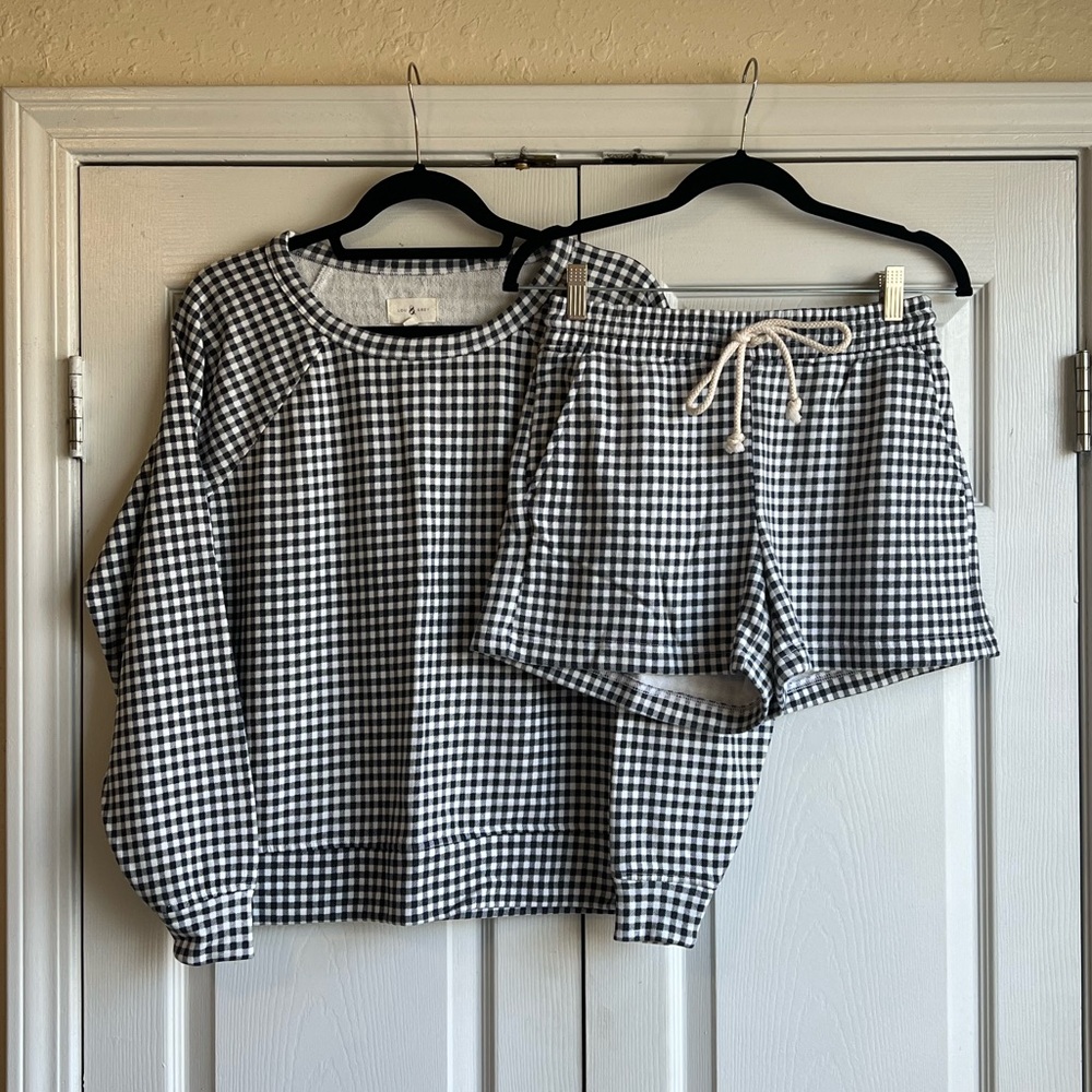 Navy and White Gingham Sweat Set